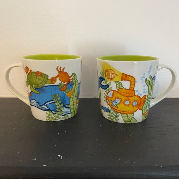 Starbucks 2010 Set of 2 Mugs Under the Sea - Picture 1 of 9